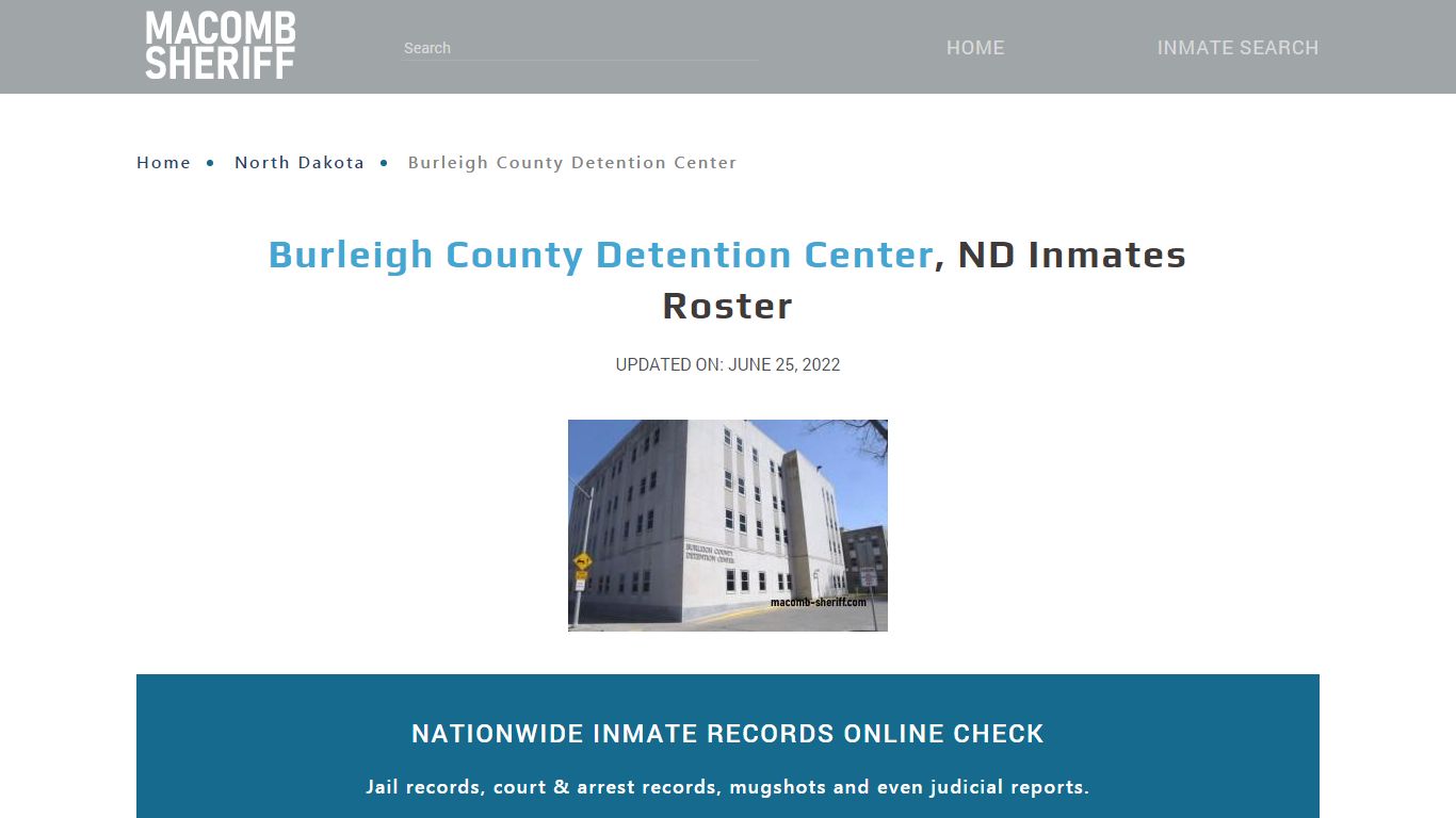 Burleigh County Detention Center, ND Jail Roster, Name Search