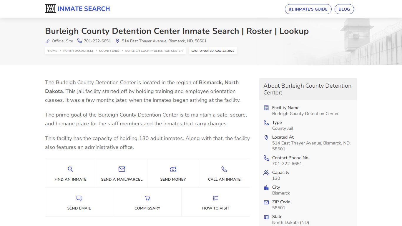 Burleigh County Detention Center Inmate Search | Roster ...