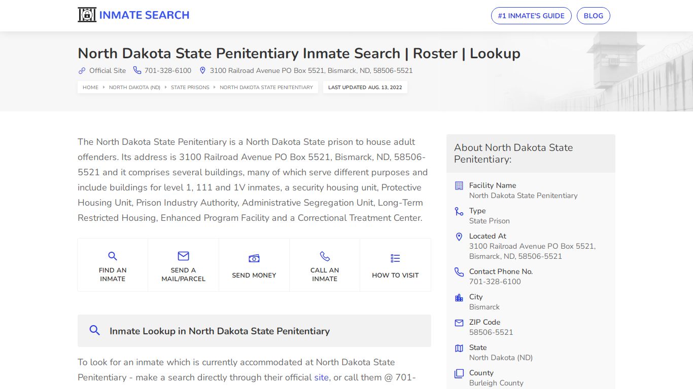 North Dakota State Penitentiary Inmate Search | Roster ...